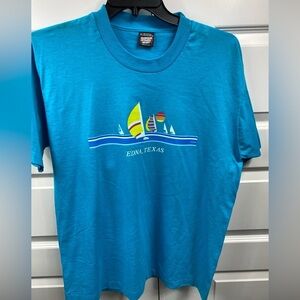 Vintage Edna Texas TX Screen Stars 1980 XL Extra Large Shirt Sailboats MADE USA